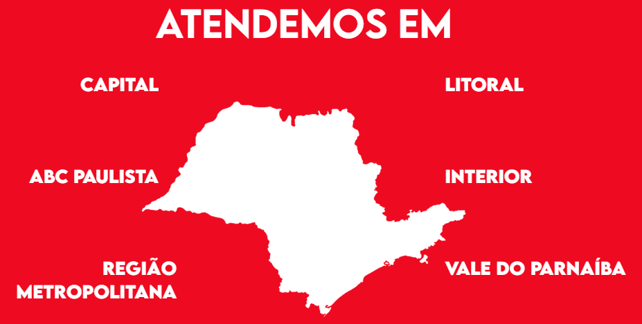 Atendemos em capital, ABC Paulista, região metropolitana, litoral, interior e Vale do Parnaíba